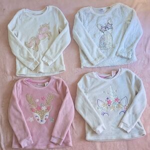 Set of Four Girls' Graphic Sweaters